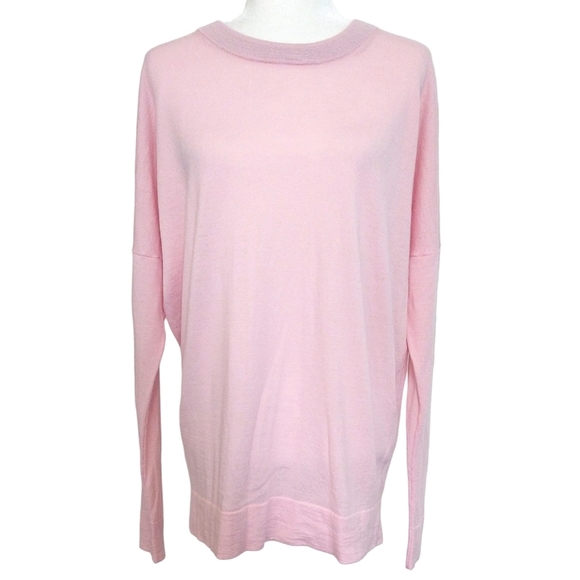 J. Crew 100% Merino Wool Baby Pink Oversized Lightweight Drop Shoulder Sweater - Picture 1 of 7